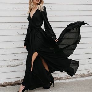 black textured maxi dress